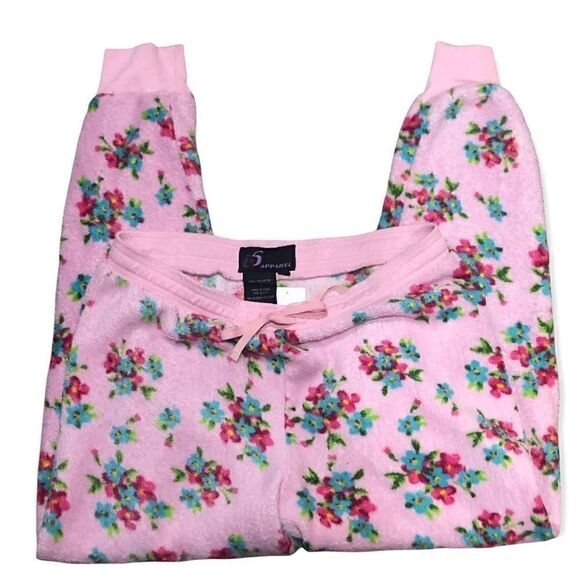 SHABBY CHIC DITSY FLORAL FUZZY PAJAMA LOUNGE PANTS PINK SIZE XL - Picture 3 of 8
